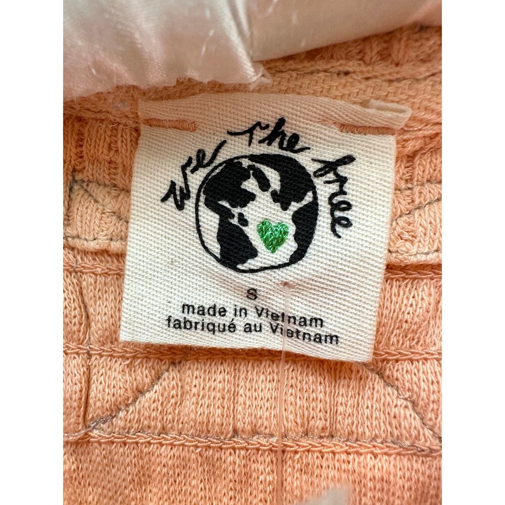 FREE PEOPLE We The Free Peach Smocked Top Short Sleeve Knit Boho Tee NWT | Small - Picture 5 of 9